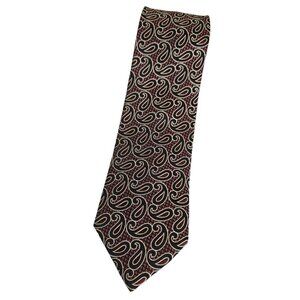 ERMENEGILDO ZEGNA Men's Silk Necktie LUXURY Tie Navy Burgundy Paisley W:3.5" EUC